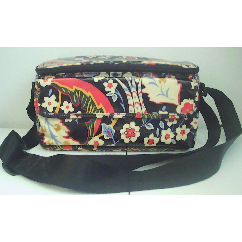 Vera Bradley Mini Cooler Floral Black Insulated Coated Lunch Bag Sack Zipper